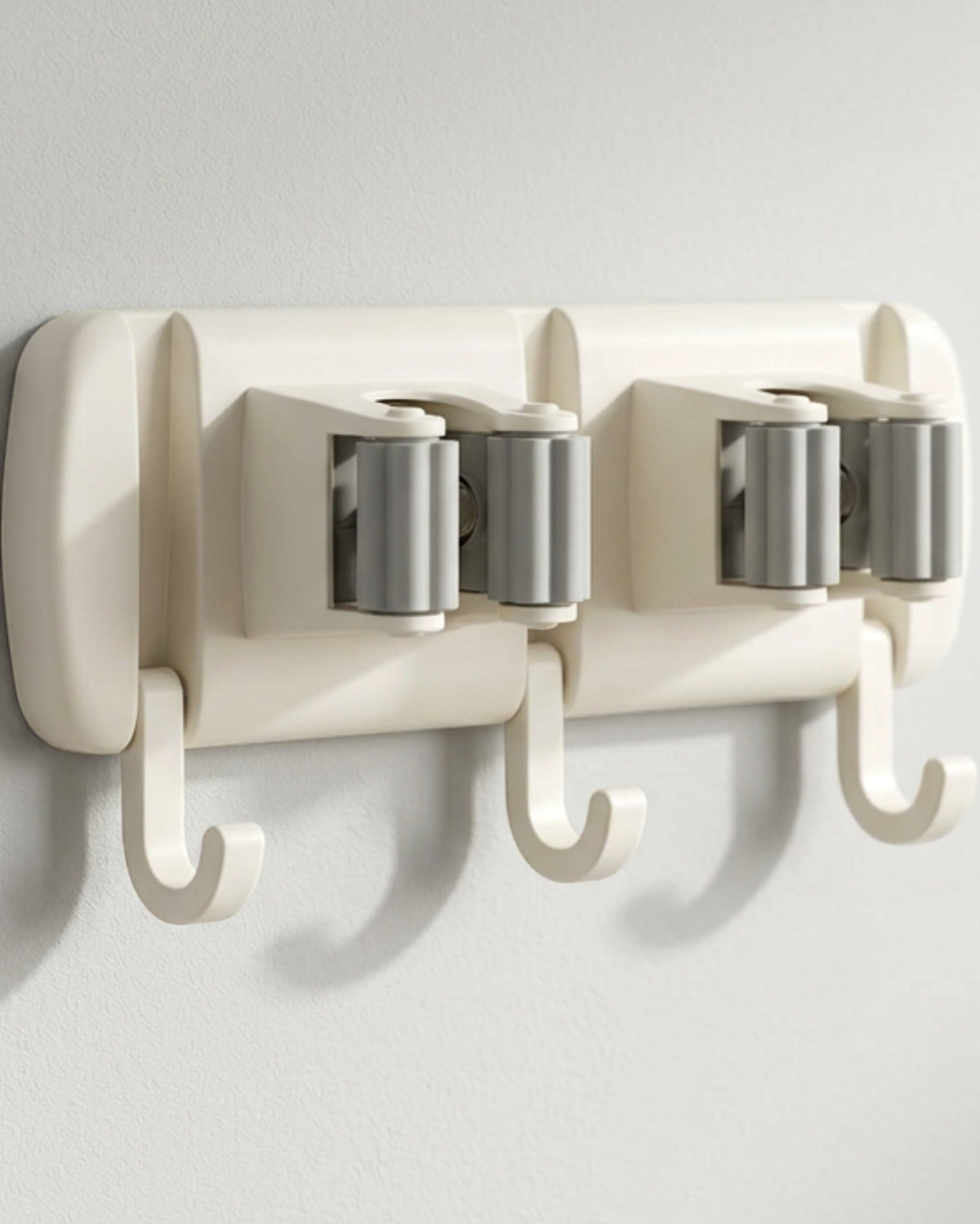 Vurda ABS Utility Holder Two Spring Grips Three Folding Hooks Warm White - Lifestyle view