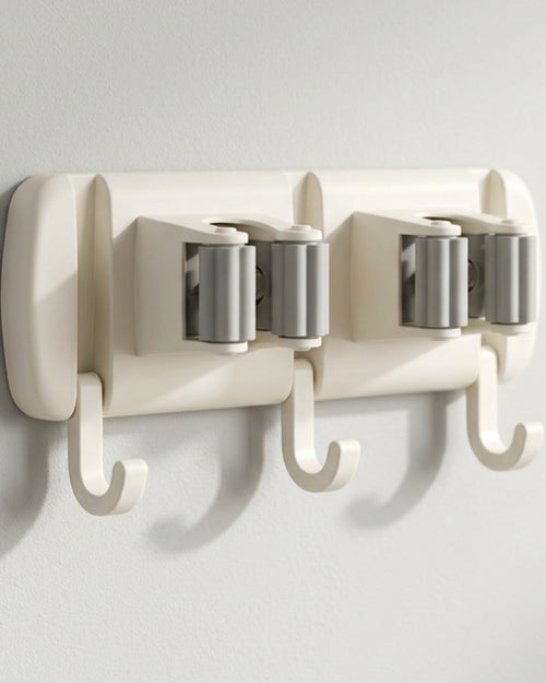 Vurda ABS Utility Holder Two Spring Grips Three Folding Hooks Warm White - Lifestyle view